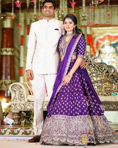 Lehenga Colour trends other than red that brides of 2020 can wear on their wedding day | Different colour lehenga designs for the 2020 indian bride ... Engagement Dress For Bride, Purple Lehenga, Indian Wedding Lehenga, Jayanti Reddy, Indian Wedding Gowns, Lehenga Saree Design, Latest Bridal Lehenga, Reception Outfit, Half Saree Lehenga