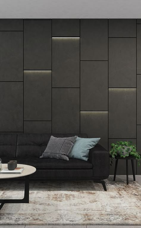 Paneling Design Wall Living Rooms, Laminate Wall Panelling Design, Home Wall Tiles Design, Wall Laminate Design, Panelling Designs Wall, Wall Panel Design Living Room, Industrial Wall Design, Modern Room Decor Ideas, Wall Paneling Design