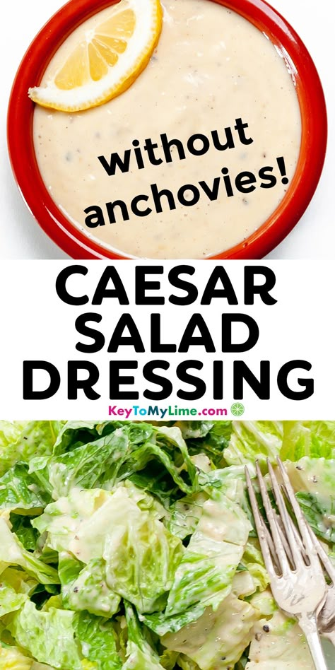 Caesar Dressing Without Anchovies, Caesar Salad Dressing Without Anchovies, Homemade Caesar Dressing, Anchovy Recipes, Caesar Salad Dressing Recipe, Homemade Caesar, Mayo Salad, Salads Dressing, Caesar Salad Dressing