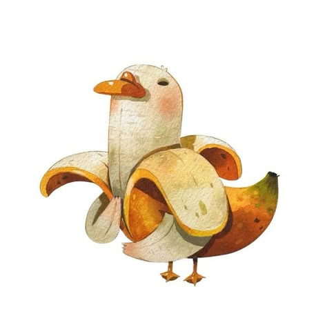 Banana Duck, Duck Stickers, Duck Illustration, Stickers For Car, Book Illustration Art, Decorative Stickers, Arte Inspo, Arte Animal, Art And Illustration