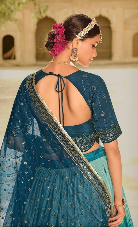 Blue Silk Lehenga, Blue Color Lehenga, Designer Lehnga Choli, Mirror Work Lehenga, Silk Lehenga Choli, Blue Lehenga, Teal Blue Color, Lehenga Choli Online, Utsav Fashion