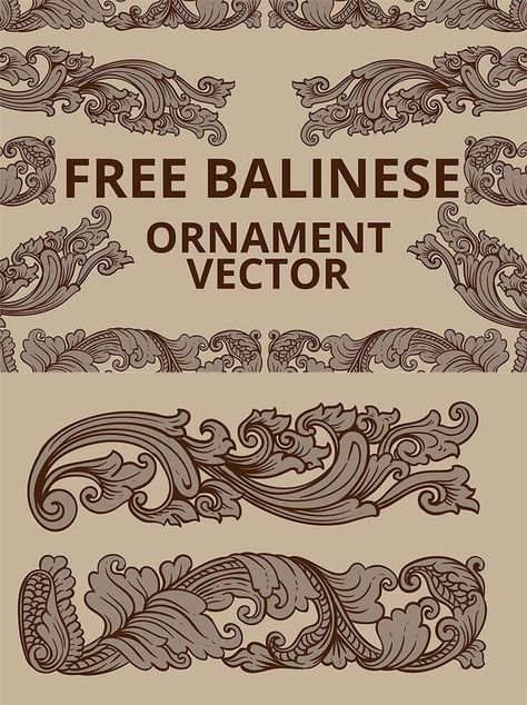 Free Balinese Ornament Vector its a stunning set of vector ornament. It's coming in AI and EPS format! It will also you to quickly and easily create professional artwork, just like a poster, flyer, social media post, or for whatever you're working on and needed. via @creativetacos Balinese Pattern Design, Bali Pattern Design, Balinese Artwork, Balinese Tattoo Design, Ornamen Bali, Ornament Design Vector, Bali Pattern, Tortoise Tattoo, Balinese Tattoo