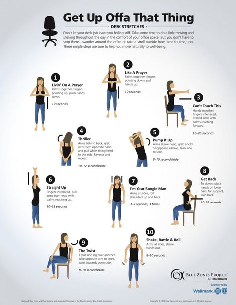 Fantastic desk stretches from Healthways' Blue Zones Project Desk Stretching, Desk Yoga, Chair Pose Yoga, Desk Workout, Ashtanga Vinyasa Yoga, Office Yoga, Workplace Wellness, Office Exercise, Chair Exercises