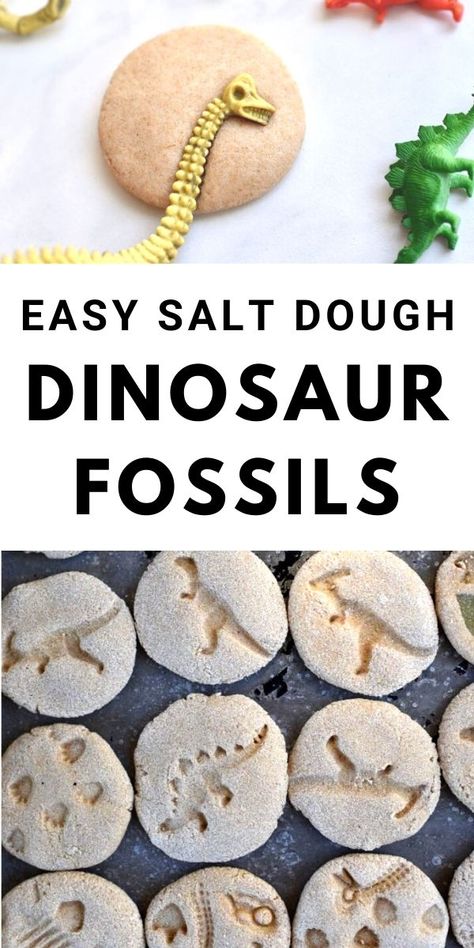 Salt Dough Recipe Dinosaur Fossils, Preschool Structure Activities, Dinosaur Theme Snacks Preschool, Salt Dough Crafts Preschool, Dinosaur Activities For 3rd Grade, How To Make Dinosaur Fossils, Dinosaur Center Activities, Crafts For All Ages Easy, Autumn Salt Dough Crafts