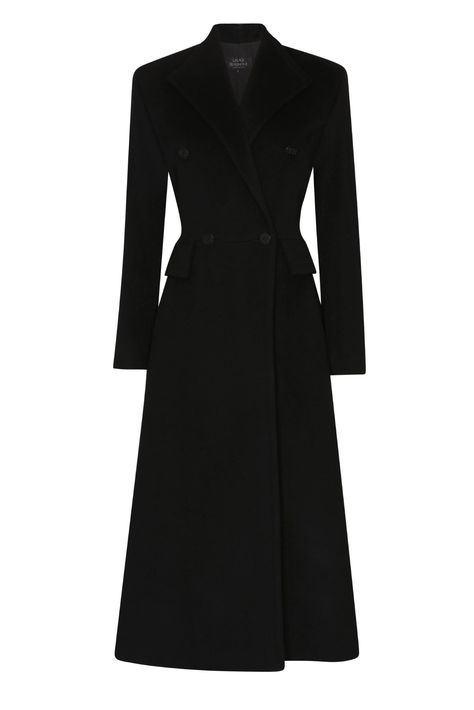 Cashmere/Wool Coat in Black - Dulcima Long Woolen Coats Women, Smart Coats Women, Long Dress Coat Outfit, Dramatic Classic Coat, Long Cashmere Coat, Tailored Wool Coat, Women’s Coats, Cashmere Aesthetic, Black Wool Coat Outfit