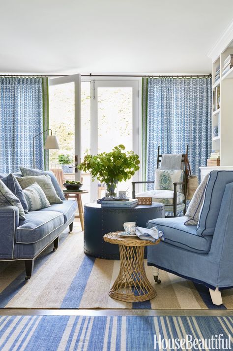 Mark D. Sikes | Blue and white living room, Blue white decor, White ...