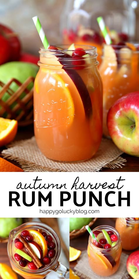 Fall Rum Punch, Alcoholic Drinks Rum, Thanksgiving Margarita, Fall Drinks Alcohol, Fall Punch Recipes, Brunch Punch, Thanksgiving Punch, Holiday Punch Recipe, Rum Punch Recipes