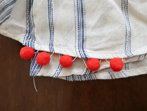 DIY Pom PomTrim Dress | Add a pom pom trim to anything! Felt Pom Pom, True Fact, Pom Pom Earrings, Diy Pom Pom, Pom Pom Trim, Diy Life, Sewing Skills, Diy Life Hacks, How To Make Diy