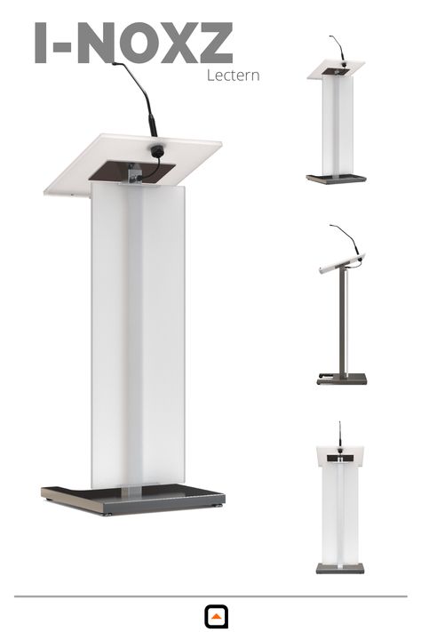 Premium Excellent Lectern. Fully stainless steel frame, front and top in acrylic. Extra features. The i-NoxZ Premium is the deluxe version of the popular i-NoxZ. Complete with castors, leveling feet and a XLR microphone jack under the table top and in the bottom with the cable going through the frame. Podium Design, Led Reading Light, Church Furniture, Under The Table, Glass Holders, Furniture Fabric, Dutch Design, Stainless Steel Frame, Reading Light