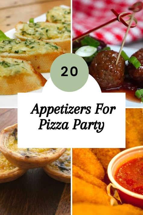 A pizza party isn’t complete without a variety of mouthwatering appetizers to satisfy your guests’ cravings. We have some classic options like garlic bread and bruschetta and then some creative pizza-inspired bites and delectable dips. Pizza Wedding Shower Ideas, Appetizers For Pizza Party, Party Salad Ideas, Pizza Appetizers Easy, Pizza Party Side Dishes, Side Dishes For Pizza, Personal Pizza Party, Oven Appetizers, Wood Fired Pizza Oven Recipes