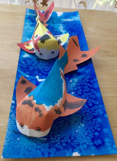 Kathy's AngelNik Designs & Art Project Ideas: 3D Japanese Koi Watercolor Art Project Koi Fish Art, 3d Art Projects, Koi Watercolor, 6th Grade Art, 4th Grade Art, 3rd Grade Art, Art Project Ideas, Japanese Koi, Elementary Art Projects