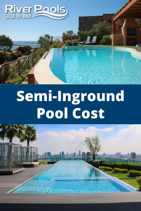 Semi Inground Pool Deck, Cheap Inground Pool, Inground Pool Pricing, Semi Above Ground Pool, Inground Pool Cost, Ideas Backyard Patio, Semi Inground Pool, Inground Pool Ideas, Small Inground Pool