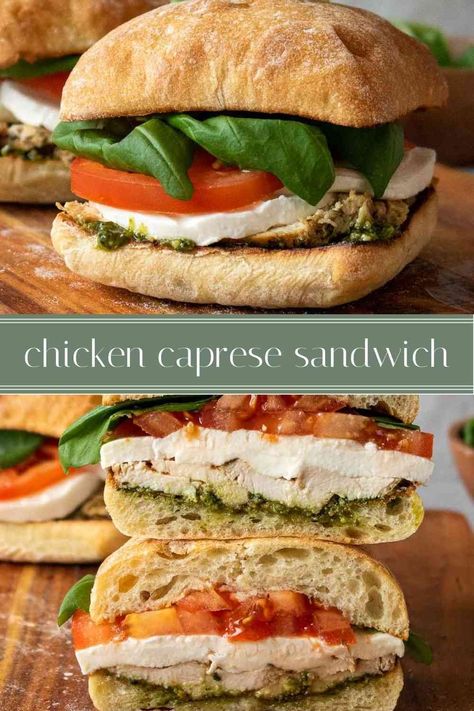 Sandwich With Chicken, Chicken Caprese Sandwich, Caprese Sandwich Recipe, Chicken Pesto Sandwich, Fresh Basil Pesto, Ciabatta Roll, Chicken Caprese, Caprese Sandwich, Sandwhich Recipes