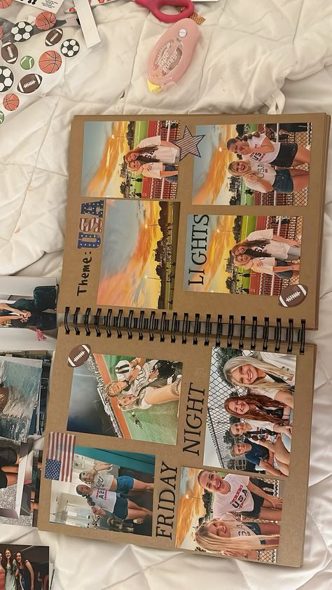 Bsf Scrapbooks, Senior Scrapbook Aesthetic, Sports Scrapbook Pages, Marching Band Scrapbook Ideas, Senior Scrapbook Ideas High Schools, Senior Sunrise Scrapbook Page, High School Scrapbook Ideas Memories, Scrapbook Ideas 12x12, School Memory Book Ideas