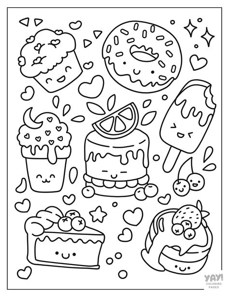 kids coloring pages Colorful Coloring Pages, Girly Colouring In Pages, Printable Colouring In Sheets, Cute And Simple Coloring Pages, Coloring Pages Cute Kawaii, Yay Coloring Pages, Coloring Papers Printable, Completed Coloring Pages, Pattern Coloring Pages Free Printable