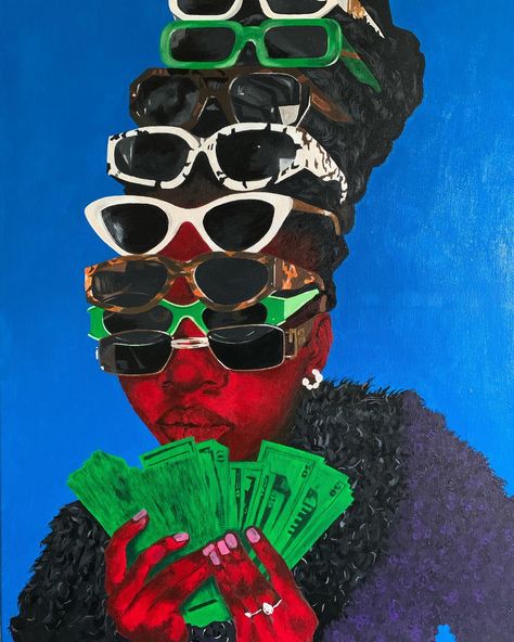 “Black Girl Finesse” Acrylic on Canvas  2023   Artist: Kenter @kentergram  #kenter Black Art Decor, Afrocentric Painting Ideas On Canvas, Black Artists Aesthetic, Black Art Painting Canvas, Abstract Art By Black Artist, Black Women Painting Aesthetic, Black Artists Artworks, Black Art Painting Abstract, Artsy Black Girls Aesthetic