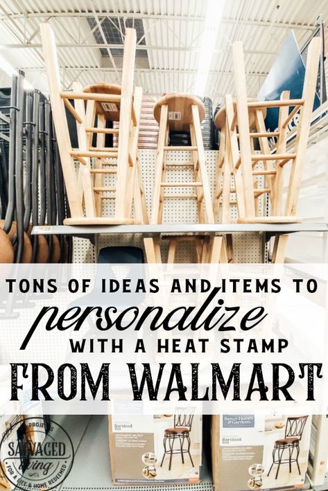 Items To Personalize from Walmart - Salvaged Living Walmart Crafts Diy, Walmart Hacks, Wood Burned Gifts, Wooden Office Chair, Personal Gift Ideas, Pinterest Craft, Shallow Shelves, Match Jar, Wood Cabinet Knobs