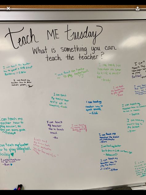 First Day Introduction Activities, Talk About It Tuesday Classroom, Morning Program Ideas, Sixth Grade Classroom Setup, Teacher White Board Ideas High Schools, Tuesday Classroom Morning Message, Tell Me Tuesday Questions, Whiteboard Teacher Ideas, Homeroom Teacher Ideas