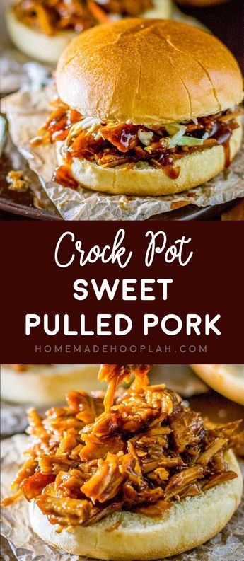 Sweet Pulled Pork, Pulled Pork Crock, Crock Pot Pulled Pork Recipe, Pork Crockpot Recipes, On A Bun, Crockpot Pulled Pork, Diy Easy Recipes, Pulled Pork Recipes, Crockpot Pork