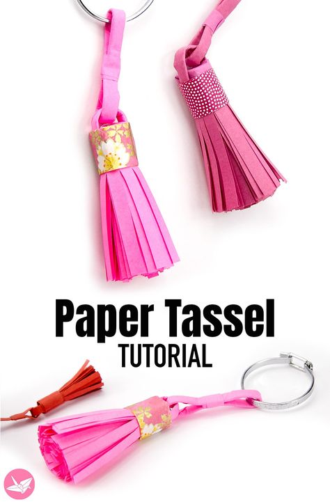 paper-tassel-tutorial-paper-kawaii-pin Paper Tassels Diy, Tassel Tutorial, Paper Kawaii, Paper Tassels, Tassels Tutorials, Mom Ideas, Paper Chains, Diy Tassel, Craft Kits For Kids