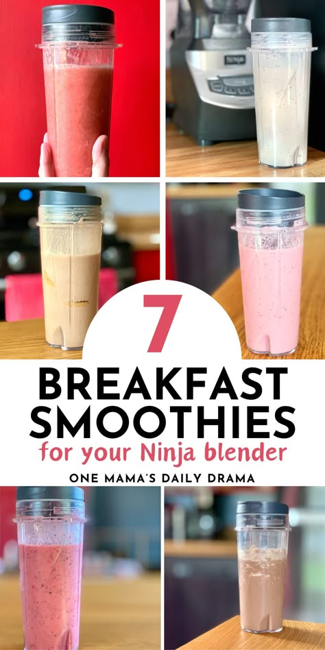 Simplify your breakfast routine with a healthy and filling breakfast smoothie, shake, or fruit slush. Each recipe includes just a few ingredients to blend and enjoy. Easy Shakes, Ninja Smoothie Recipes, Blender Recipes Smoothies, Daily Drama, Ninja Smoothies, Morning Smoothie Recipes, Yummy Breakfast Smoothies, Ninja Blender Recipes, Magic Bullet Recipes