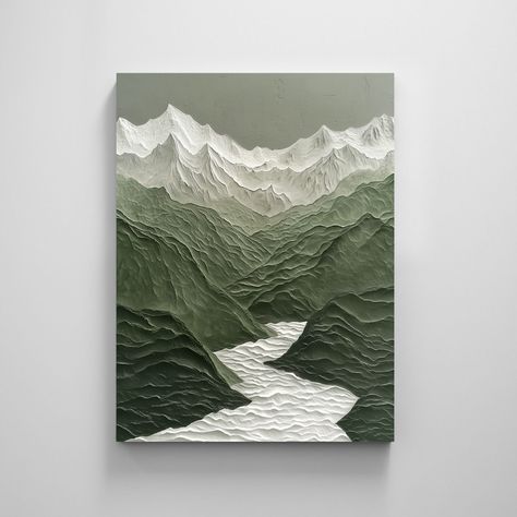 Digital Canvas Art, Modern Nature Painting, Texture Mountain Art, 3d Mountain Painting, Mountain Texture Art, Textured Mountain Painting, Textured Canvas Art Ideas, Texture Art Ideas, Paintings Mountains