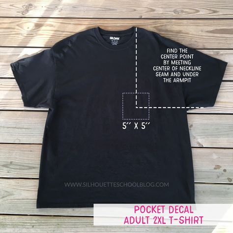 Tips for Heat Transfer Vinyl Shirt Decal Placement - Silhouette School Heat Transfer Vinyl Tutorial, Heat Transfer Vinyl Shirts, Heat Transfer Vinyl Projects, Htv Shirts, Silhouette School Blog, Shop Vinyl, Silhouette School, Logo Placement, Shirt Pocket