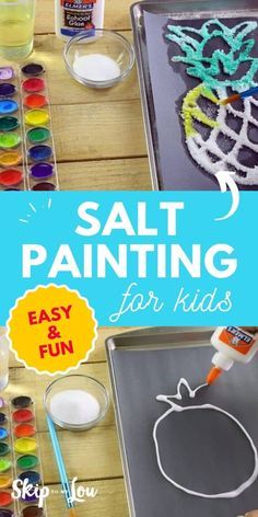 Salt Painting For Kids, Salt Painting, Homeschool Crafts, Daycare Crafts, Art Camp, Art Activities For Kids, Camping Crafts, Fun Crafts For Kids, Kid Activities