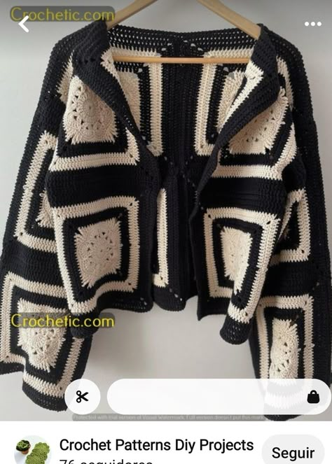 Modern Haken, Crochet Cardigan Tutorial, Crochet Blouse Pattern, Crochet Cardigan Free, Gilet Crochet, Crochet Cardigan Sweater, Crochet Vest Pattern, Crochet Fashion Patterns, Crochet Square Patterns