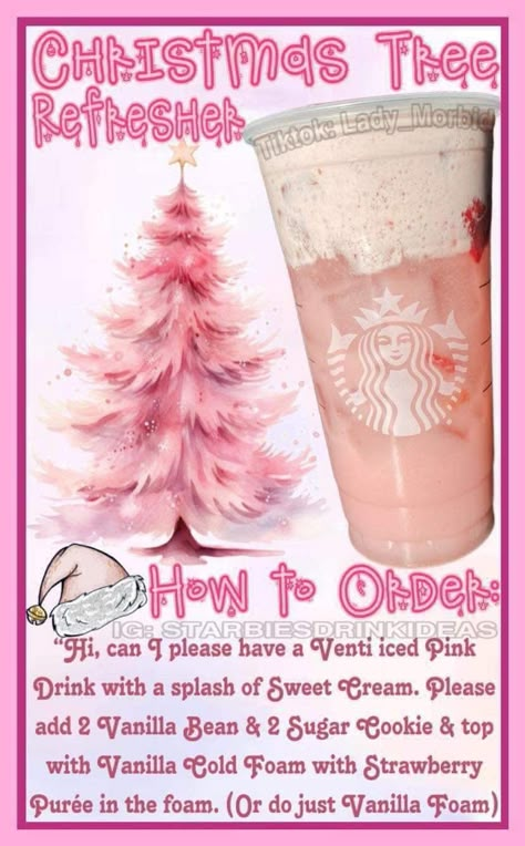 Fun Starbucks Drinks, Preppy Drinks, Starbucks Christmas Tree, Starbucks Halloween Drinks, Frappuccino Starbucks Secret Menu, Starbies Drinks, Starbucks Drink Menu, Starbucks Drink Ideas, Homemade Coffee Drinks