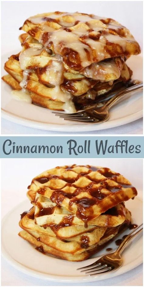 Cinnamon Roll Waffles recipe from RecipeGirl.com #cinnamon #roll #cinnamonroll #waffle #waffles #breakfast #brunch #recipe #RecipeGirl Cinnamon Roll Waffles Recipe, Cinnamon Waffles, Cinnamon Roll Waffles, Waffle Iron Recipes, Waffle Maker Recipes, Iron Recipes, Cinnamon Recipes, Cinnamon Rolls Recipe, Waffle Iron