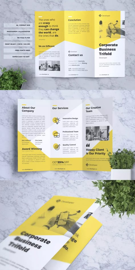 Corporate Business Flyer Template AI, EPS, PSD - A4 format paper size. Download Design De Configuration, Brochure Design Creative, Brochure Design Layout, Flyers Design, Brochure Mockup, Trifold Brochure Design, Pamphlet Design, Graphic Design Brochure, Creative Brochure