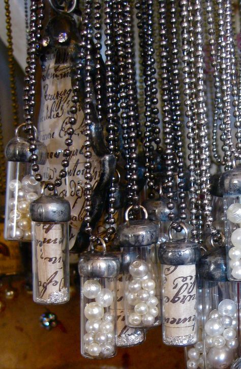 Whatever Lola Wants Lola Gets: some new listings.... Tiny Bottles, Soldered Jewelry, Diy Collier, Soldering Jewelry, Bottle Jewelry, Bottle Charms, Glass Vials, Bottle Necklace, Pearls Of Wisdom