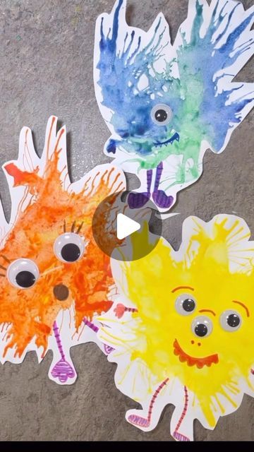 Home is where the art is on Instagram: "These paint blow monsters are so fun to create! You need to use watered down paint (it needs to be really runny!) then use a straw to blow your paint into shapes. When it’s dry you can draw on all the details and add eyes! 
#craft #crafts #crafting #craftideas #toddlercrafts #preschoolcrafts #preschoolactivities #toddleractivities #preschoolathome #craftsforkids #funcrafts #easycrafts" Blow Paint, Art Is, Monster Crafts, October Crafts, Bug Crafts, Toddler Arts And Crafts, Kindergarten Crafts, Monster Mash, Fall Activities