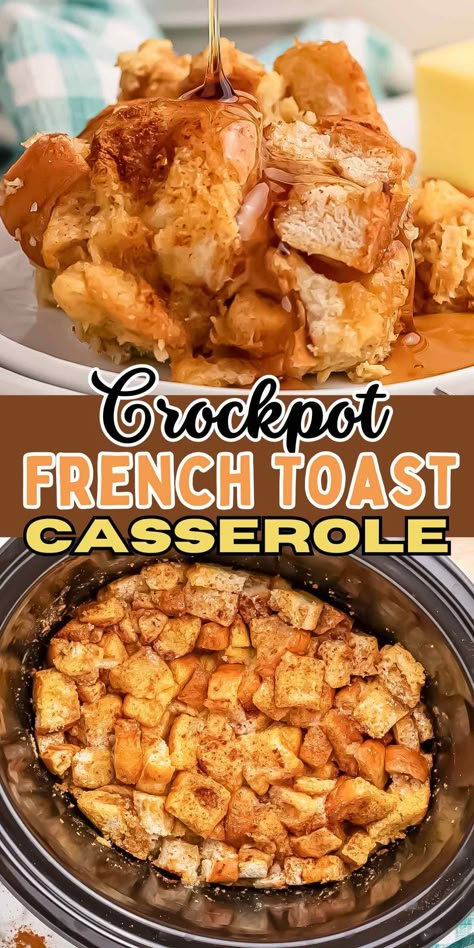 Crockpot French Toast Casserole, Crockpot French Toast, Breakfast Crockpot, French Toast Casserole Recipe, Casserole Crockpot, Butterbeer Recipe, French Toast Casserole Recipes, Overnight French Toast, Pinky Girl