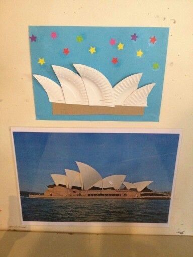 Australia Arts And Crafts, Australia Crafts For Toddlers, Australia Art Projects For Kids, Australia Crafts Preschool, Australia Bulletin Board, Travel Around The World Crafts For Kids, Australia Day Decorations, Sydney Opera House Craft, Australian Crafts For Kids