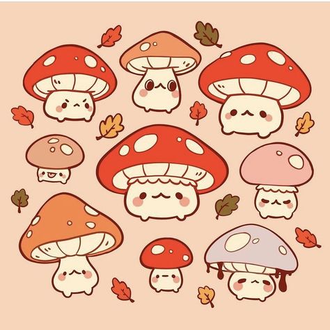 Dead Leaves, 귀여운 음식 그림, Mushroom Drawing, Cute Easy Doodles, Wallpaper Collage, Cute Animal Drawings Kawaii, 캐릭터 드로잉, Cute Doodles Drawings, Cute Doodle Art