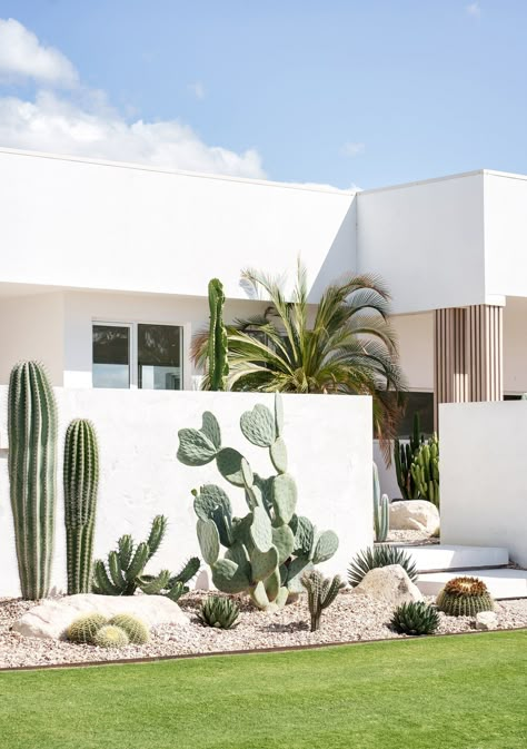 Saguaro — Adore Home Magazine Bloxburg Front Yard, Bloxburg Outside, Palm Springs Exterior, Minimalist Facade, Palm Springs Landscaping, Palm Springs Garden, Palm Springs Interior, Palm Springs Aesthetic, Palm Springs House