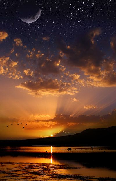 ✯ Wow - Moon, Sun and Stars at the same time! - Wisconsin by Phil Koch Cer Nocturn, Charcoal Drawings, Sun Moon Stars, Sun And Stars, Beautiful Moon, Beautiful Sky, The Heavens, Nature's Beauty, Beautiful Sunset