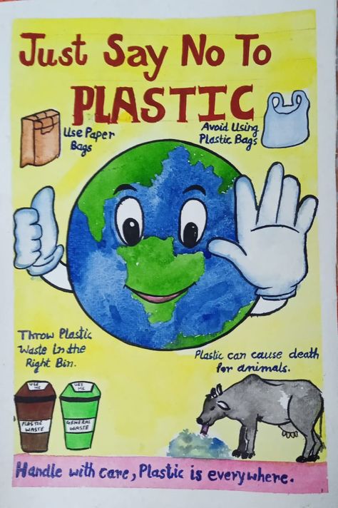 Posters On Save Earth, Planet Versus Plastic Poster, Say No To Plastic Posters Creative Drawing, Poster About Recycling, Poster Making On Earth Day, Planet Vs Plastic Poster Ideas, Environment Day Poster Ideas Creative, Plastic Recycling Poster, Ban Plastic Poster Drawing