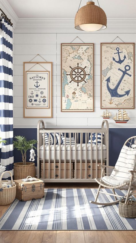 vintage inspired nursery Nursery Ideas Nautical, Vintage Airplane Nursery, Vintage Inspired Nursery, Sailboat Nursery, Nursery Nautical, Nursery Style, Vintage Inspired Decor, Cultural Festival, Nautical Nursery