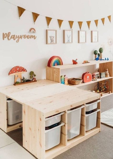 15 Best IKEA TROFAST Hacks: Storage, Play, And More - Curbly Trofast Playroom, Homeschool House, Small Kids Playroom, Toy Room Storage, Homeschooling Room, Ikea Trofast Storage, Trofast Ikea, Trofast Storage, Ikea Toy Storage