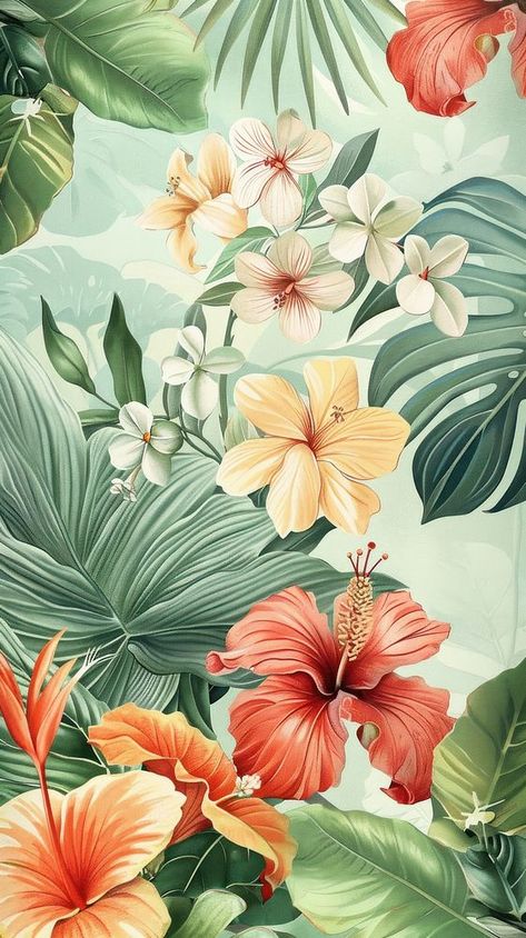 Watercolour Hibiscus Flower, Tropical Flowers Wallpaper, Tropical Template, Flower Bushes, Aztec Wallpaper, Cartoon Car Drawing, Hibiscus Pattern, Tropical Florals, Floral Graphics