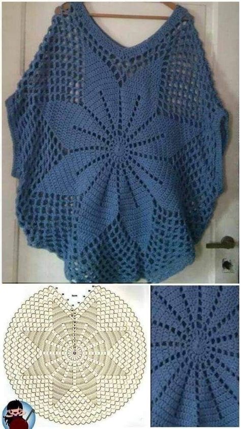 Poncho Au Crochet, Crochet Sweater Free, Crochet Poncho Free Pattern, Poncho Crochet, شال كروشيه, Crochet Ladies Tops, Crochet Poncho Patterns, Poncho Pattern, Haken Baby