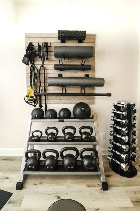 HOME GYM INSPO | HOME GYM MUST HAVES Mini Gym At Home, Small Home Gyms, Home Gym Basement, Dream Home Gym, Small Home Gym, Mini Gym, Home Gym Garage, Workout Room Home, Diy Home Gym