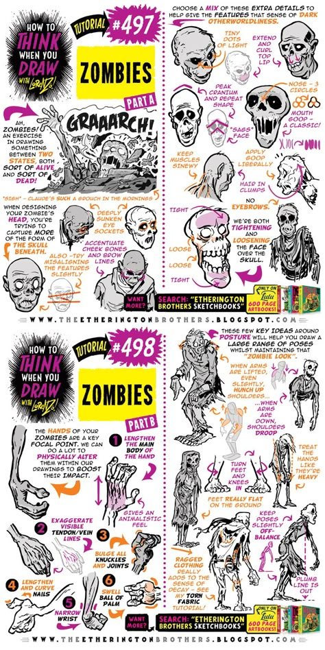 The Etherington Brothers, How To Draw Zombies, Etherington Brothers Tutorials, Zombie Reference, Zombie Pose, Zombie Drawing, Brothers Photo, Zombie Design, Etherington Brothers