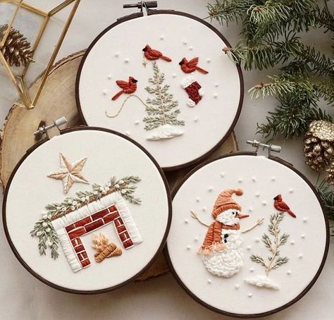 Magnus & Quill Embroidery on Instagram: "Are we allowed to post Christmas projects now?? 😅 I know we’re at the awkward in between seasons still, but in Canada we’ve already had thanksgiving and Halloween - so Christmas is next! Here’s a few favourites from my original winter series! I’ve been working on a new PDF coming soon - did you see the sneak peek on my reels the other day? 🥰 Available as a PDF Digital Download on Etsy, this Pattern includes: 🎄Step By Step instructions (with photos o Christmas Hand Embroidery, Snowman Embroidery, Winter Embroidery, Holiday Embroidery, Beginner Embroidery, Christmas Embroidery Patterns, Winter Snowman, Christmas Embroidery Designs, Embroidery Christmas