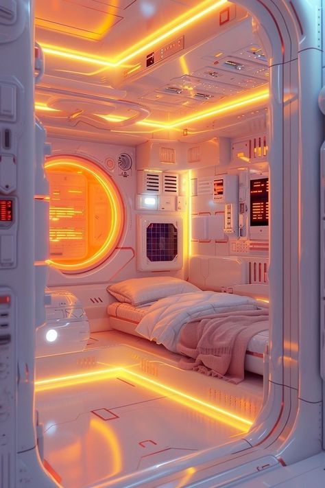 Futuristic Houses, Futuristic Bedroom, Scifi Interior, Camera Techniques, Spaceship Interior, Futuristic Aesthetic, Futuristic Home, Futuristic Interior, Space Room