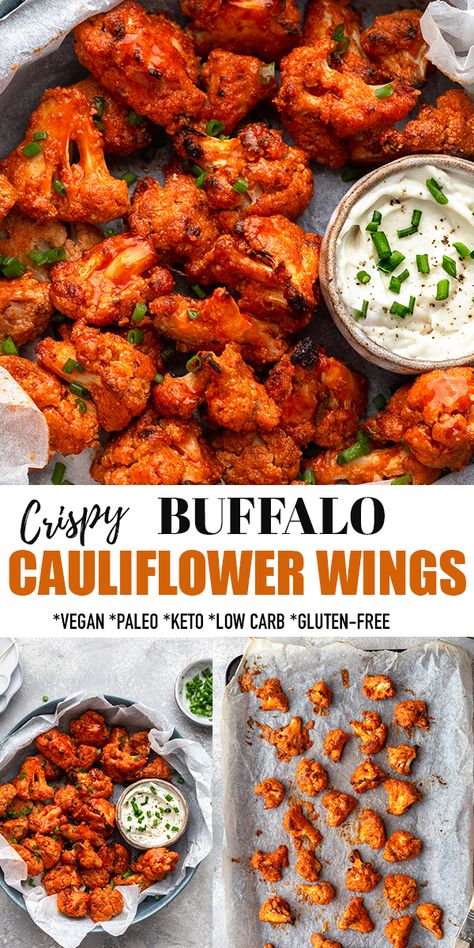 Meal Prep Cauliflower, Vegan Ranch Dip, Healthy Buffalo Cauliflower, Air Fryer Buffalo Cauliflower, Buffalo Wings Recipe, Buffalo Cauliflower Wings, Low Carb Appetizer, Keto And Gluten Free, Vegan Buffalo Cauliflower