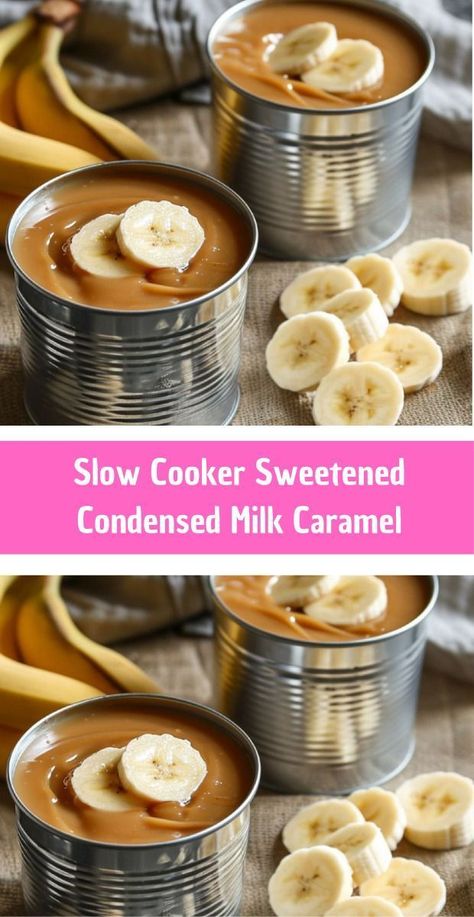 This is a 1 ingredient, 15 second recipe for a Caramel made from sweetened condensed milk in the slow cooker! Carmel Sweetened Condensed Milk, Sweetened Condensed Milk Caramel, Make Sweetened Condensed Milk, Condensed Milk Caramel, Caramel From Condensed Milk, Sweetened Condensed Milk Recipes, How To Make Caramel, Condensed Milk Recipes, Slow Cook